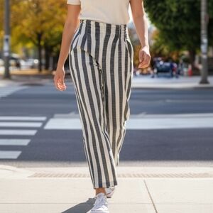 Indigo Rising Elegant Striped Black and White Wide Leg Pants